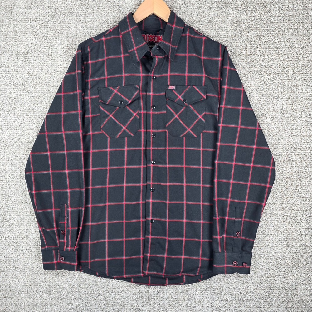 Dixxon Flannel Co Slayer Mens Medium Black Red Plaid Pearl Snap Button Shirt